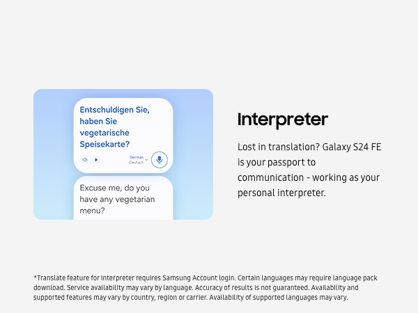 samsung Galaxy S24 FE interpreter functionality